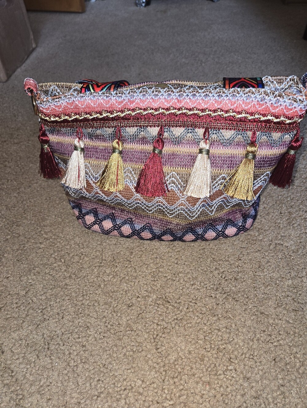 Boho Woven Tassel Crossbody Bag Handmade Tribal Pattern Purse Bag20